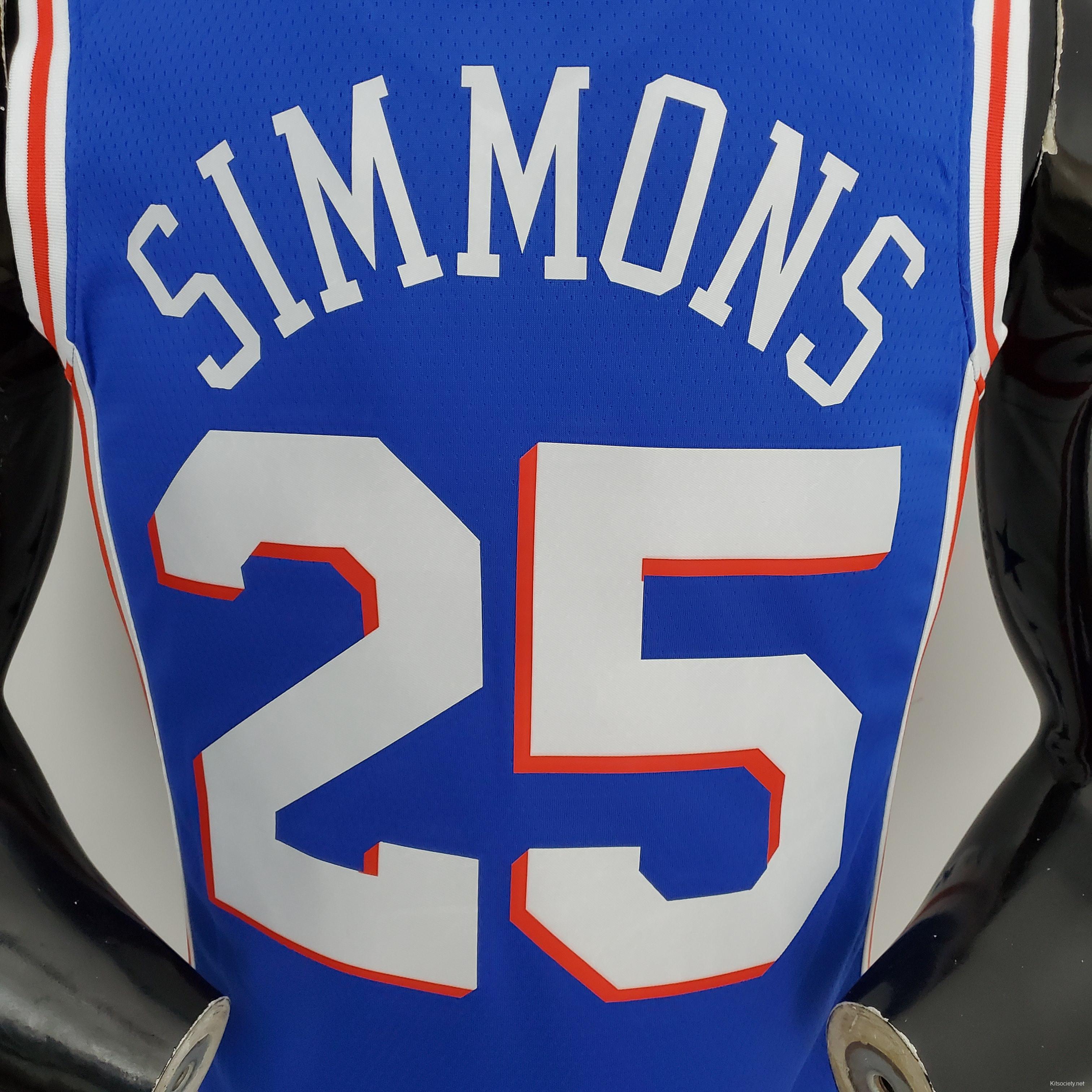 75th Anniversary Philadelphia 76ers SIMMONS#25 Blue NBA Jersey - Kitsociety