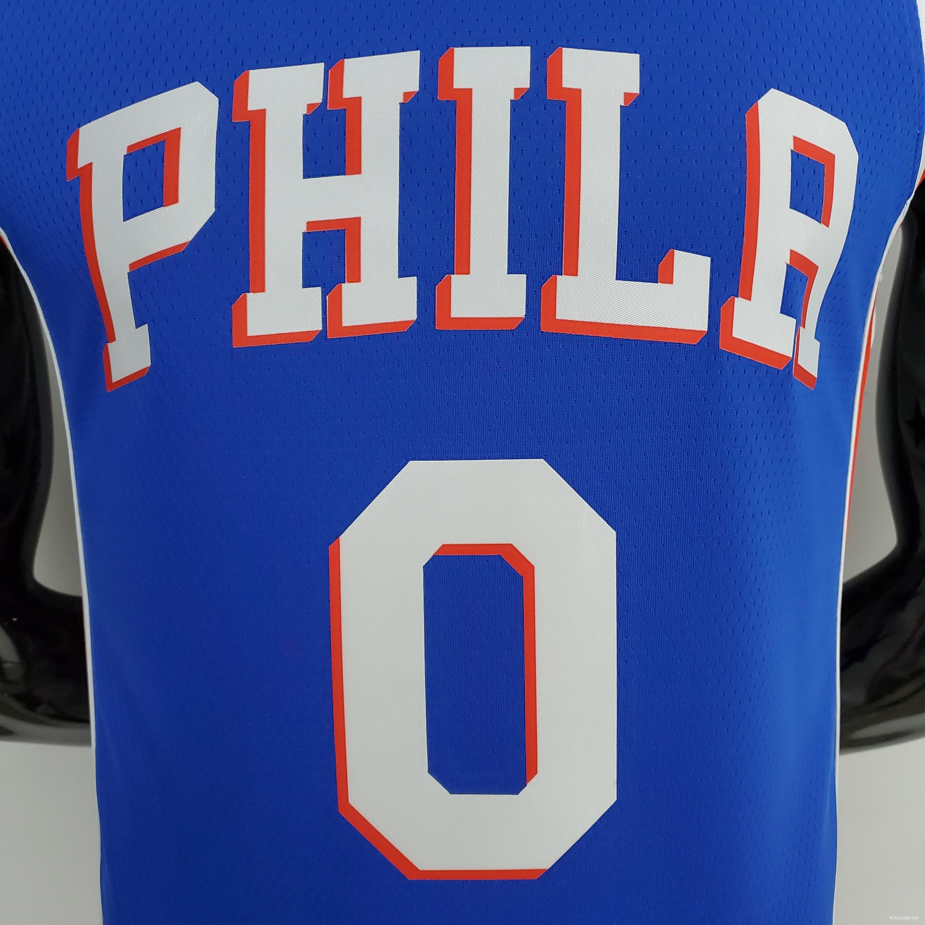 75th Anniversary Philadelphia 76ers MAXEY#0 Blue NBA Jersey - Kitsociety