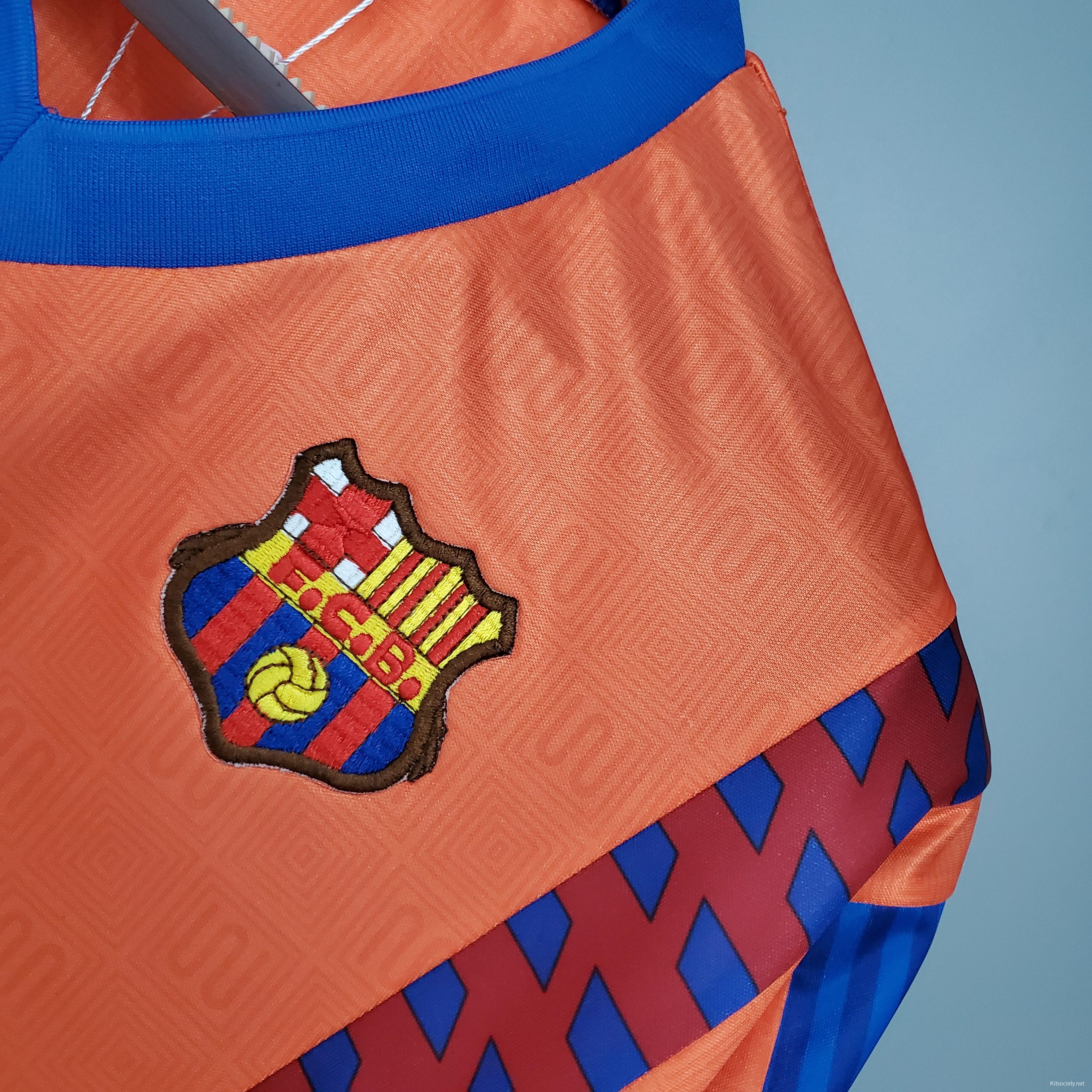 Retro 89/92 Barcelona Away Orange Jersey - Kitsociety