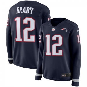 Men's Nike Tom Brady Navy New England Patriots Therma Long Sleeve Player  Jersey