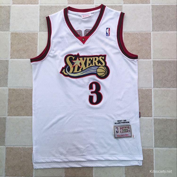 Men's Allen Iverson Blue And Red Retro Classic Team Jersey - Kitsociety