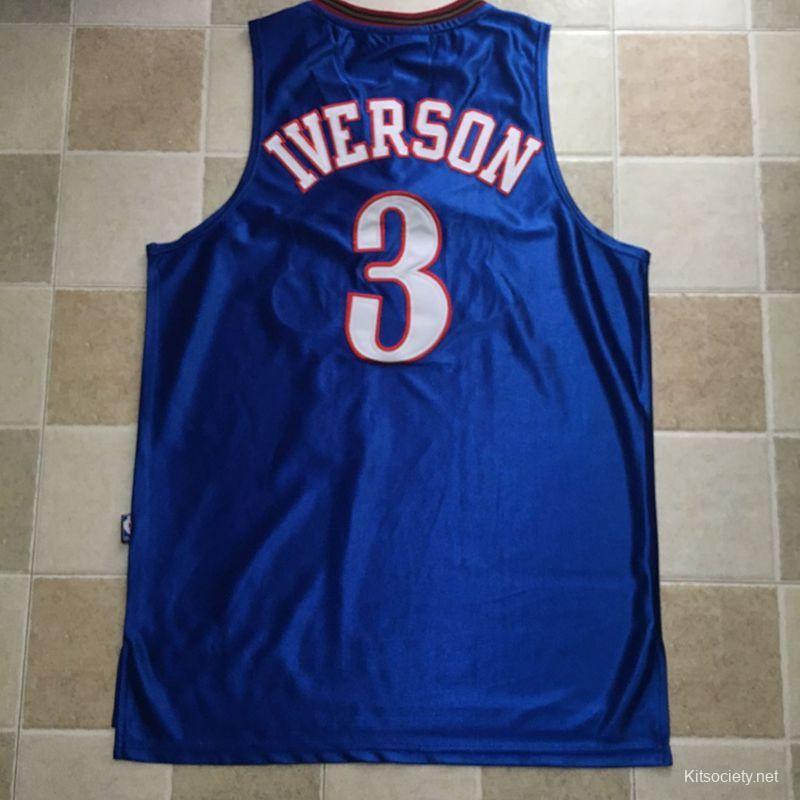 Men's Allen Iverson Blue Retro Classic Team Jersey - Kitsociety