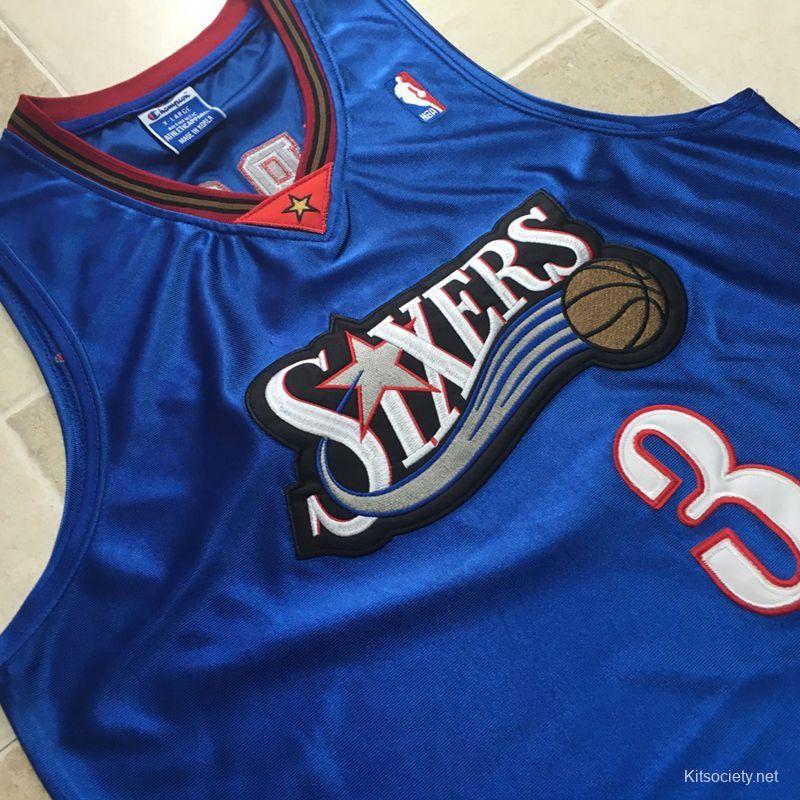 Men's Allen Iverson Blue Retro Classic Team Jersey - Kitsociety