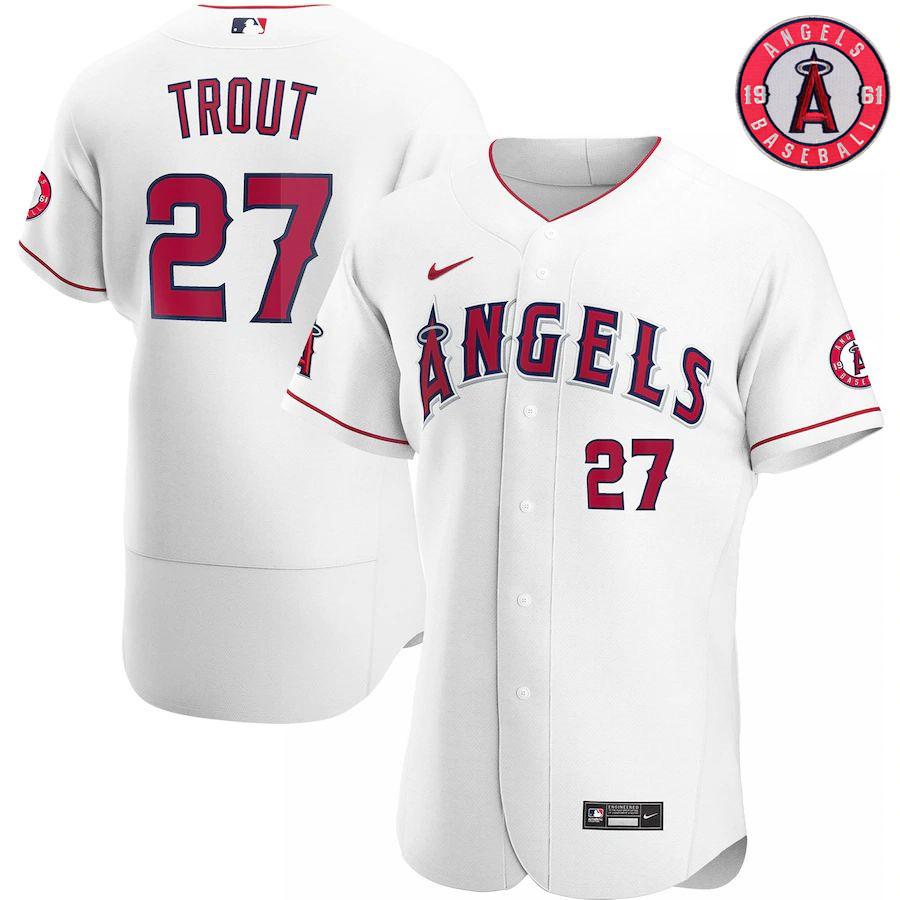 Men's Mike Trout White Home 2020 Player Team Jersey - Kitsociety