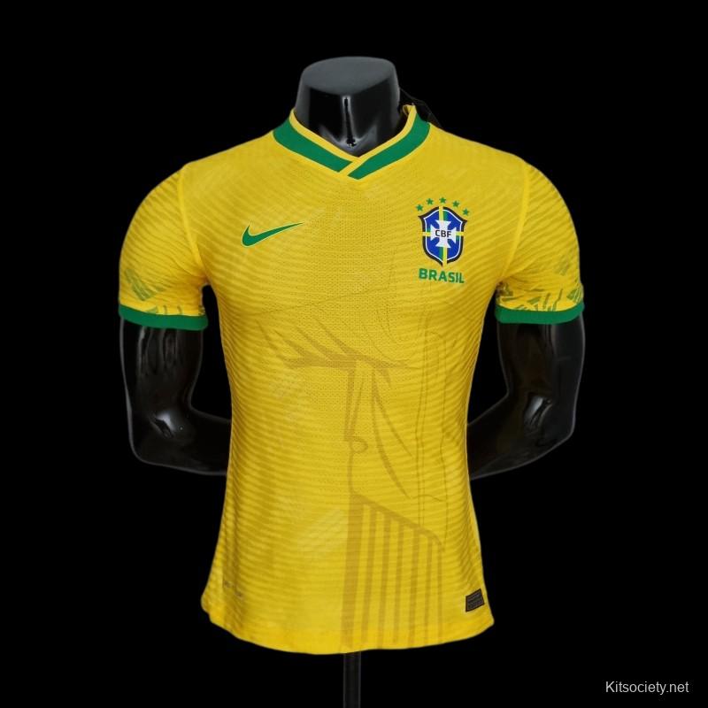 2022 Brazil Player Version Classic Yellow Soccer Jersey - Kitsociety