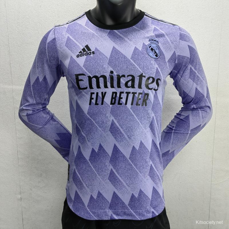 Player Version 22/23 Long Sleeve Real Madrid Home Soccer Jersey - Kitsociety