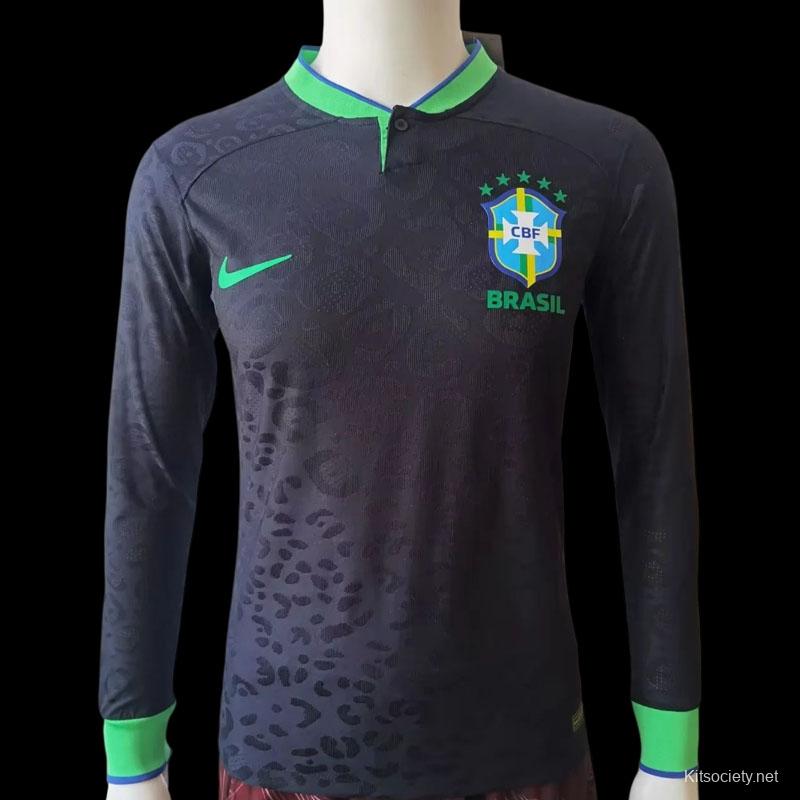 Player Version 2022 Brazil Home Long Sleeve Jersey - Kitsociety