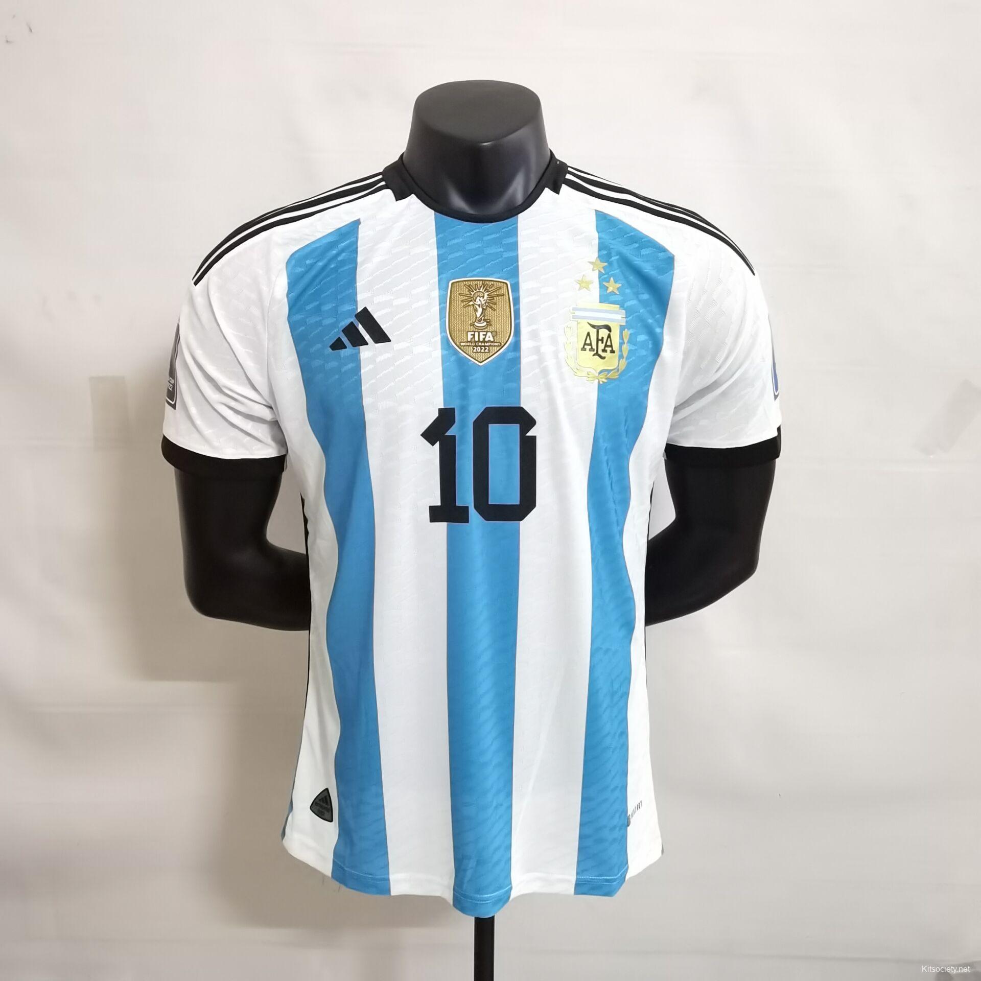 Player Version 3 Stars 2022 Argentina MESSI #10 Home Jersey With World Cup  Champion Patches - Kitsociety