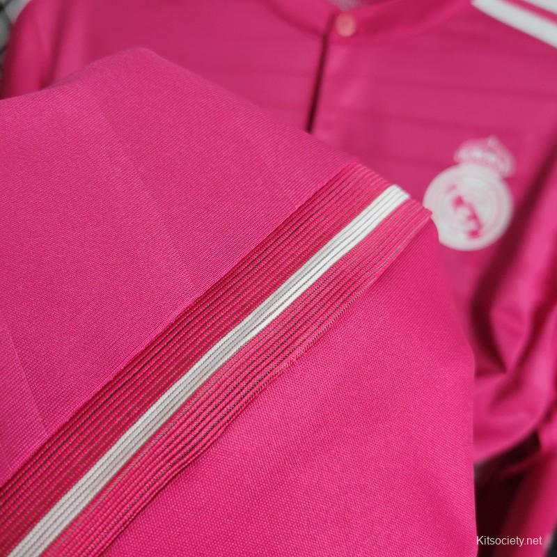 Retro 14-15 Long Sleeve Real Madrid Away Pink Jersey - Kitsociety