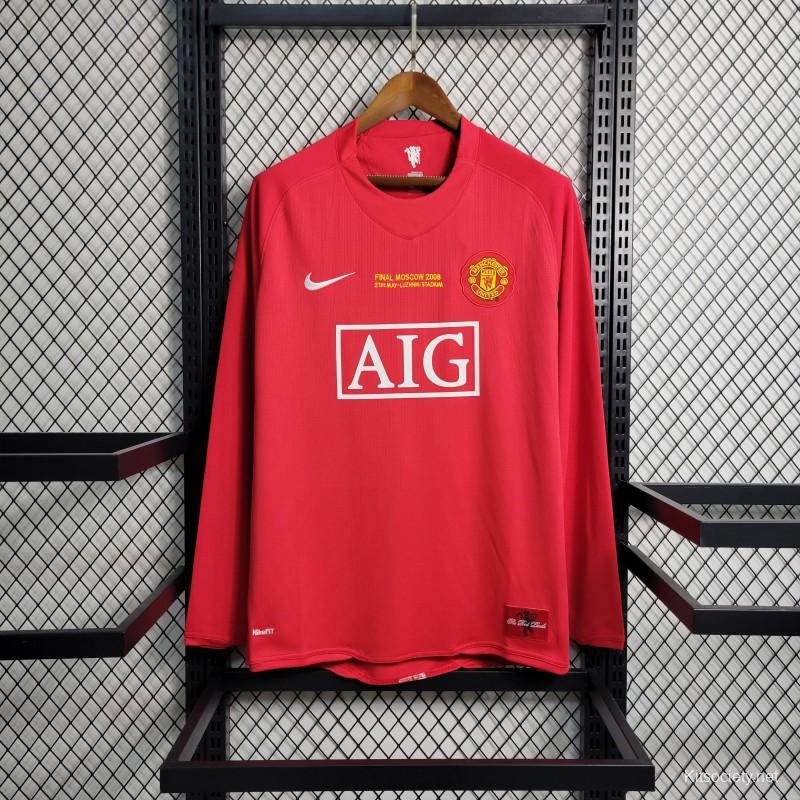 Retro Ronaldo 2008 UCL Final Manchester United Long Sleeve Jersey XL