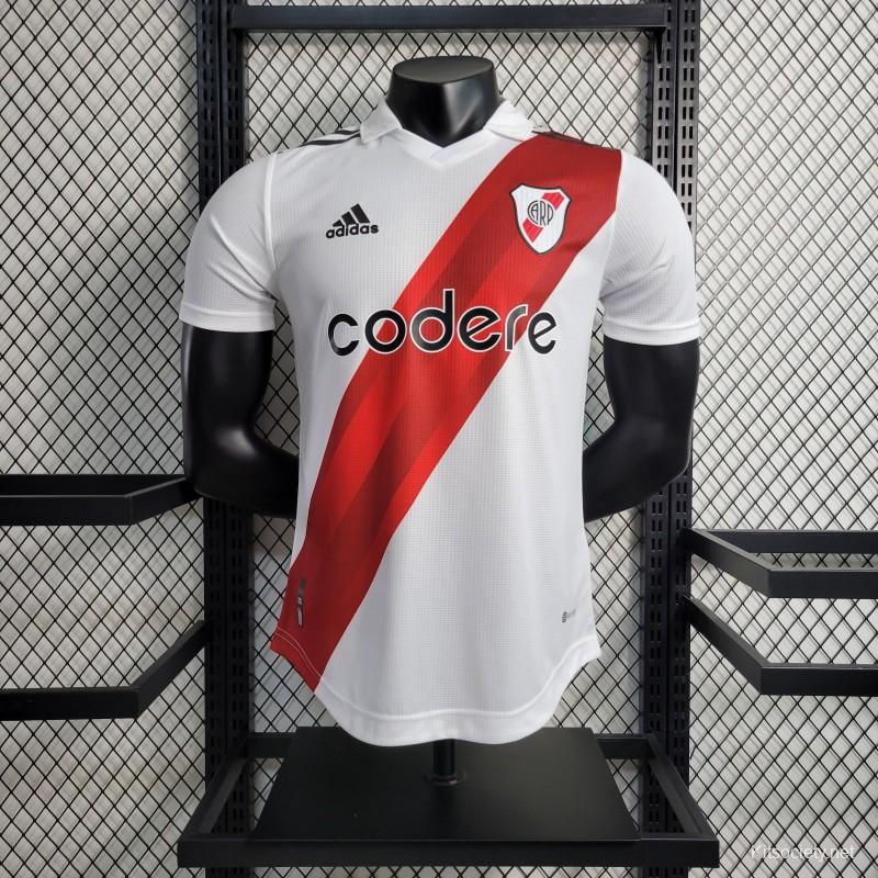 Rancio blanco lechoso Mejora Player Version 23-24 River Plate Home Soccer Jersey - Kitsociety