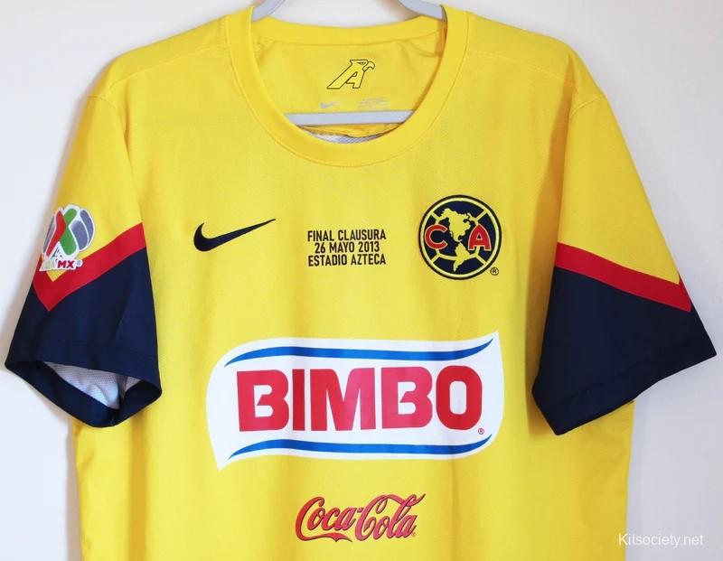 2013 Club America Home Yellow Retro Soccer Jersey